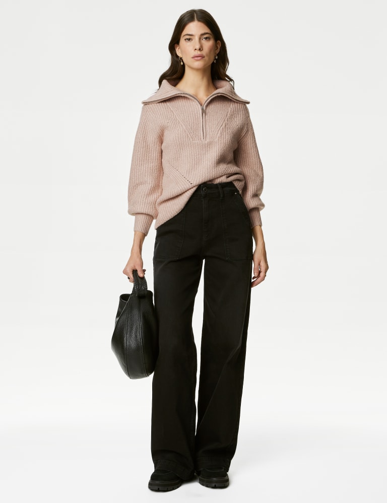 Cotton Rich Ribbed Jumper with Wool