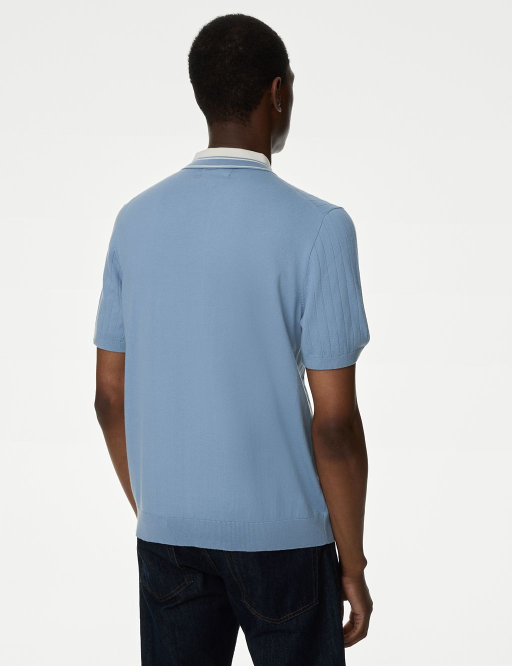 Cotton Rich Ribbed Knitted Polo Shirt 5 of 5