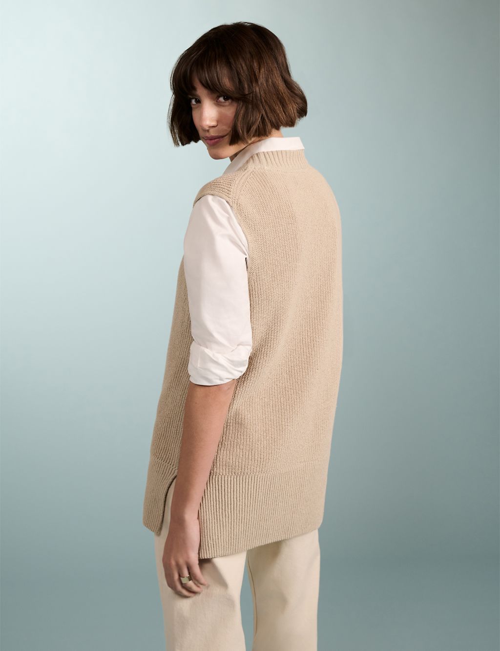 Cotton Rich Ribbed Knitted Vest 2 of 5