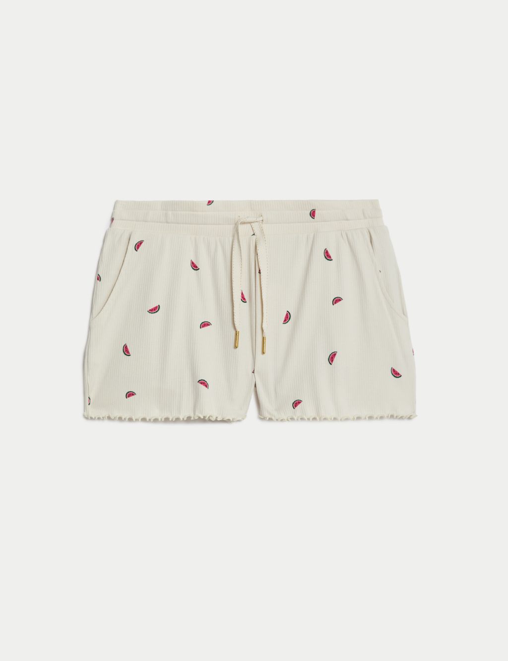 Cotton Rich Ribbed Lounge Pyjama Shorts 1 of 5