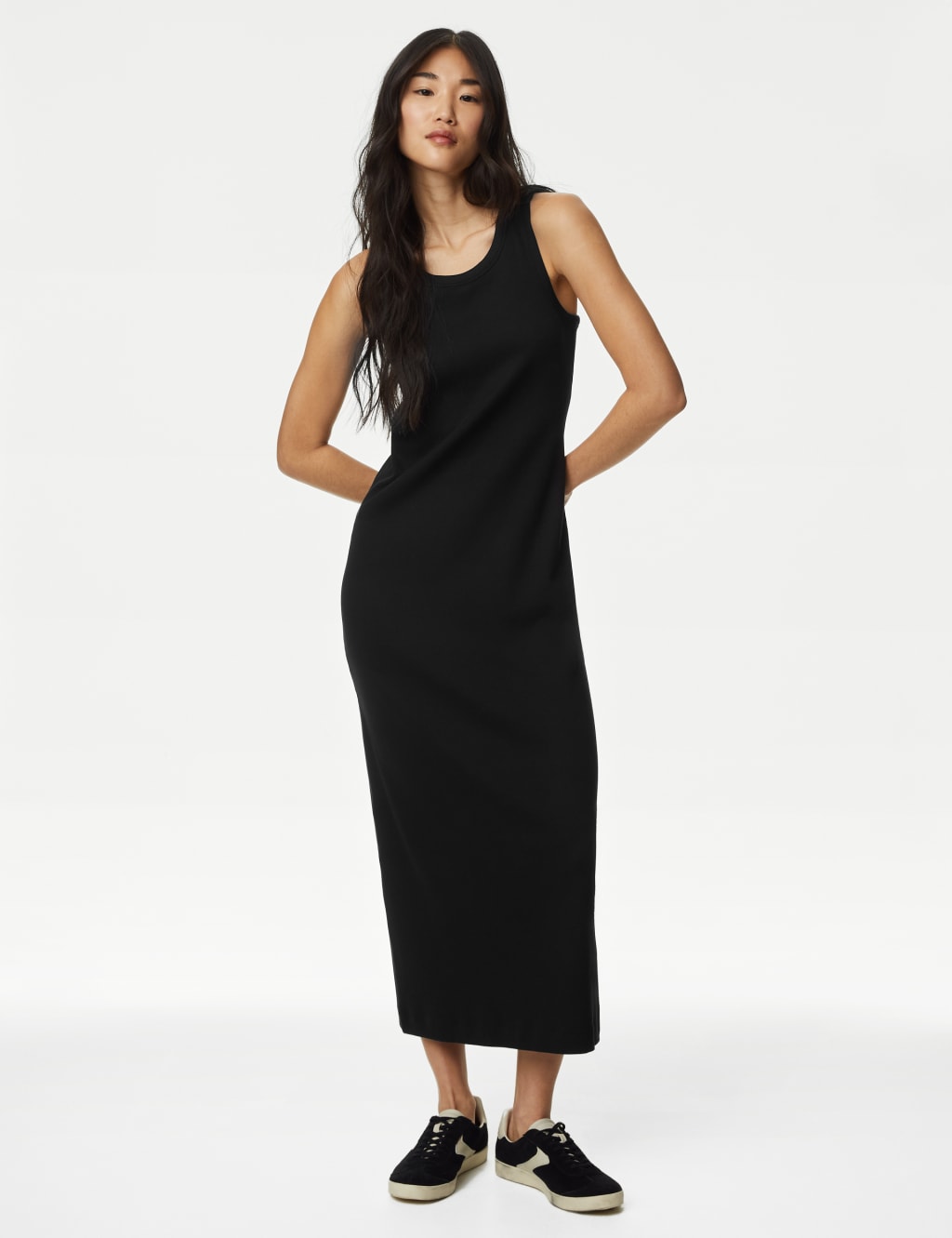 Cotton Rich Ribbed Midi Bodycon Dress M S Collection M S