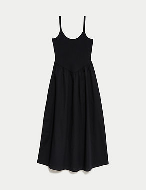 Cotton Rich Ribbed Midi Skater Dress Image 2 of 6