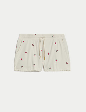 Cotton Rich Ribbed Pyjama Shorts Image 2 of 5