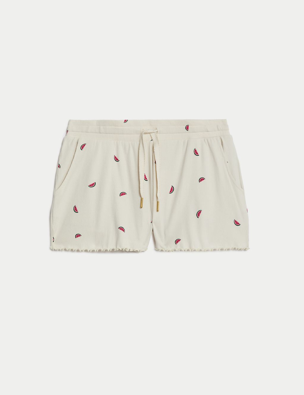 Cotton Rich Ribbed Pyjama Shorts 1 of 5