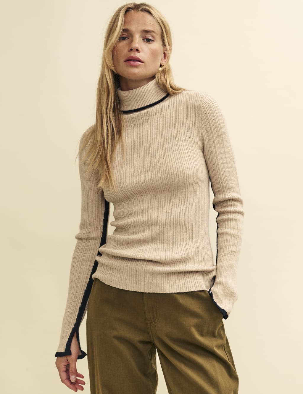 Ril Blocking Roll Nk L S Knit Top Cerise