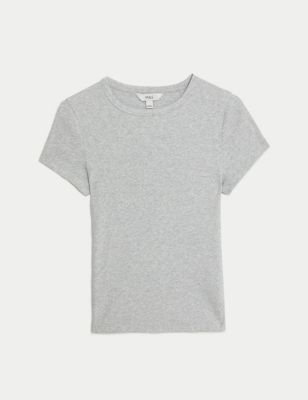 Cotton Rich Ribbed Slim Fit T-Shirt Image 2 of 5