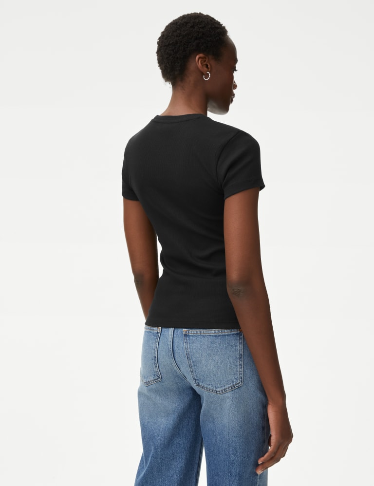 Cotton Rich Ribbed Slim Fit T Shirt M S Collection M S