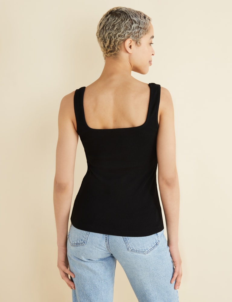 Cotton Rich Ribbed Square Neck Vest Top