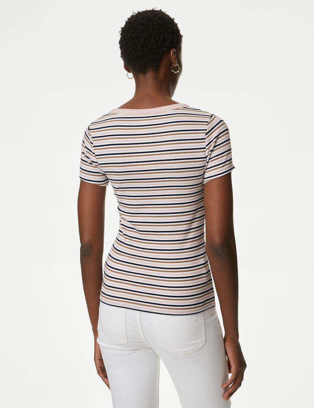 Cotton Rich Ribbed Striped Henley Top 5 of 5
