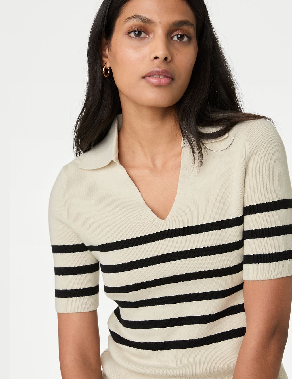 Cotton Rich Ribbed Striped Knitted Top 4 of 6