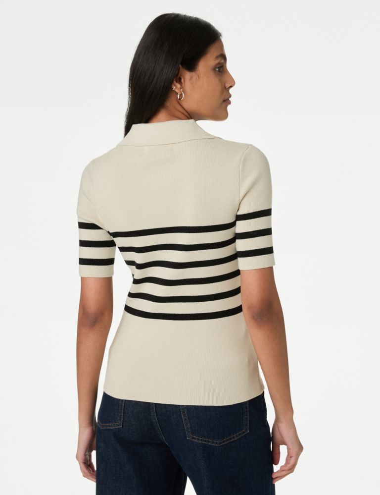 Cotton Rich Ribbed Striped Knitted Top 5 of 6