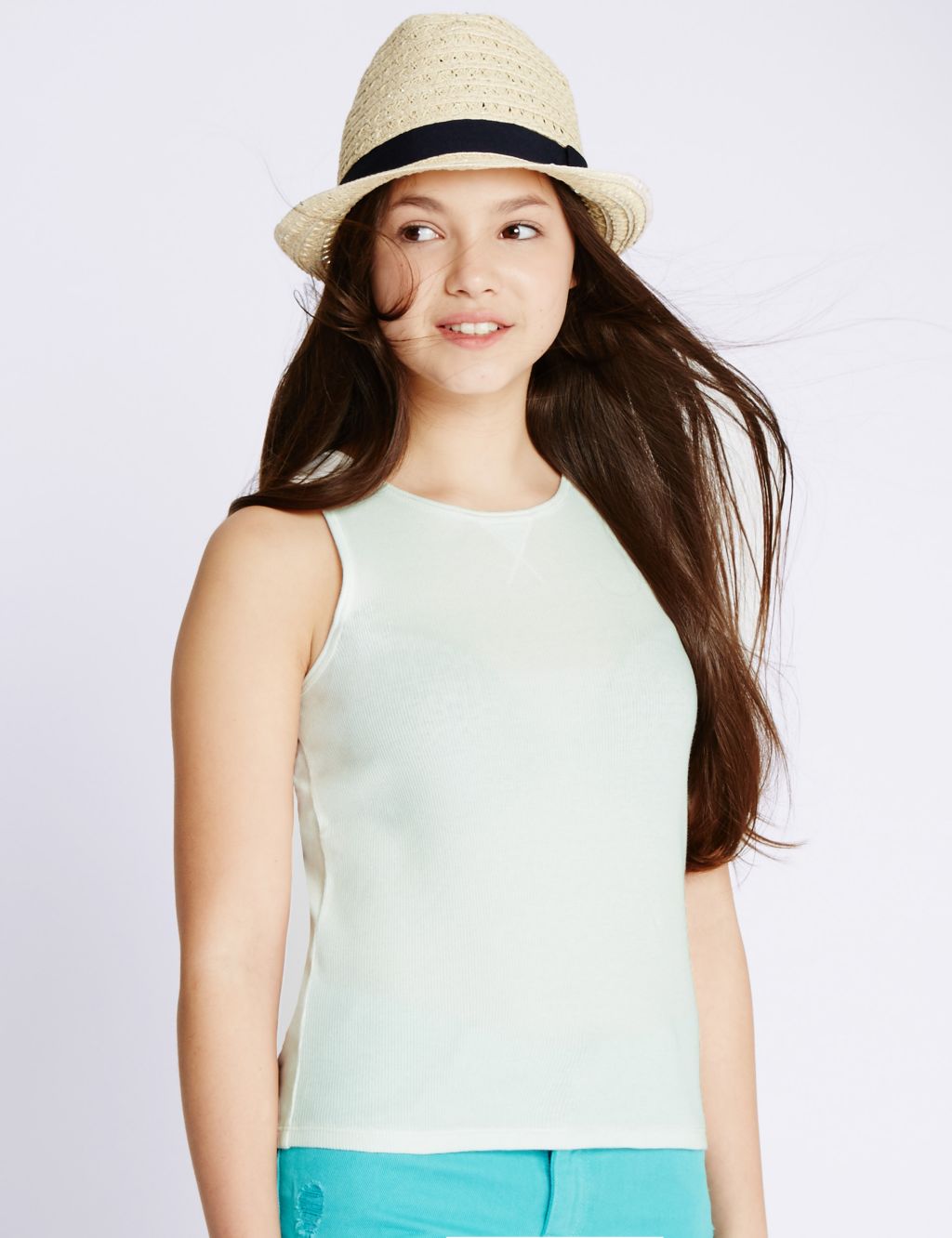Cotton Rich Ribbed Vest Top (5-14 Years) 3 of 3