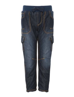Cotton Rich Ribbed Waist Denim Jeans Image 2 of 6