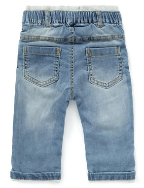 Cotton Rich Ribbed Waist Lined Denim Jeans Image 2 of 3