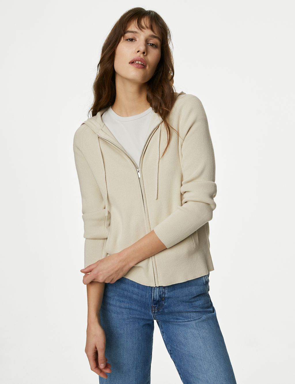 Cotton Rich Ribbed Zip Up Hoodie 4 of 6