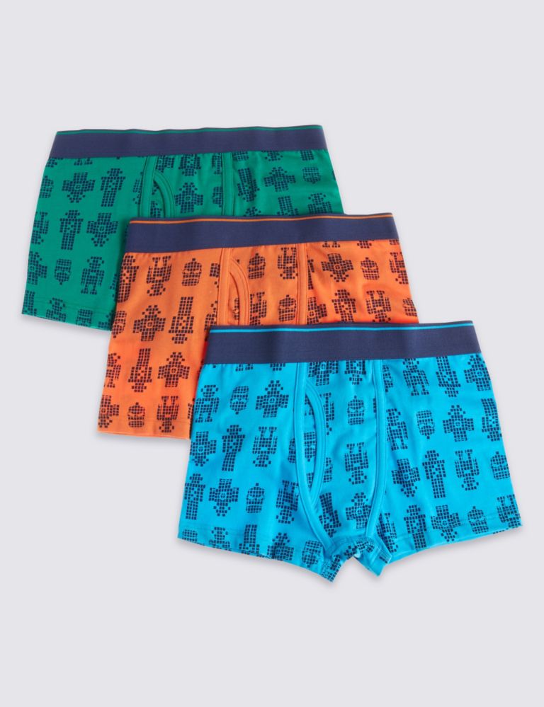 Cotton Rich Robot Print Assorted Trunks (2 - 16 Years) 2 of 2