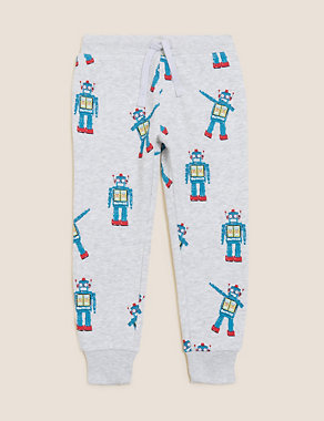 Cotton Rich Robot Print Joggers (2-7 Yrs) Image 2 of 4