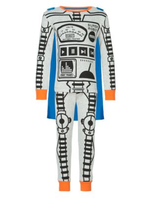 Cotton Rich Robot Pyjamas with Cape (1-7 Years) Image 2 of 4