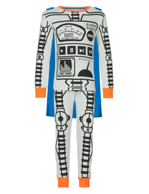 Cotton Rich Robot Pyjamas with Cape (1-7 Years) Image 2 of 4