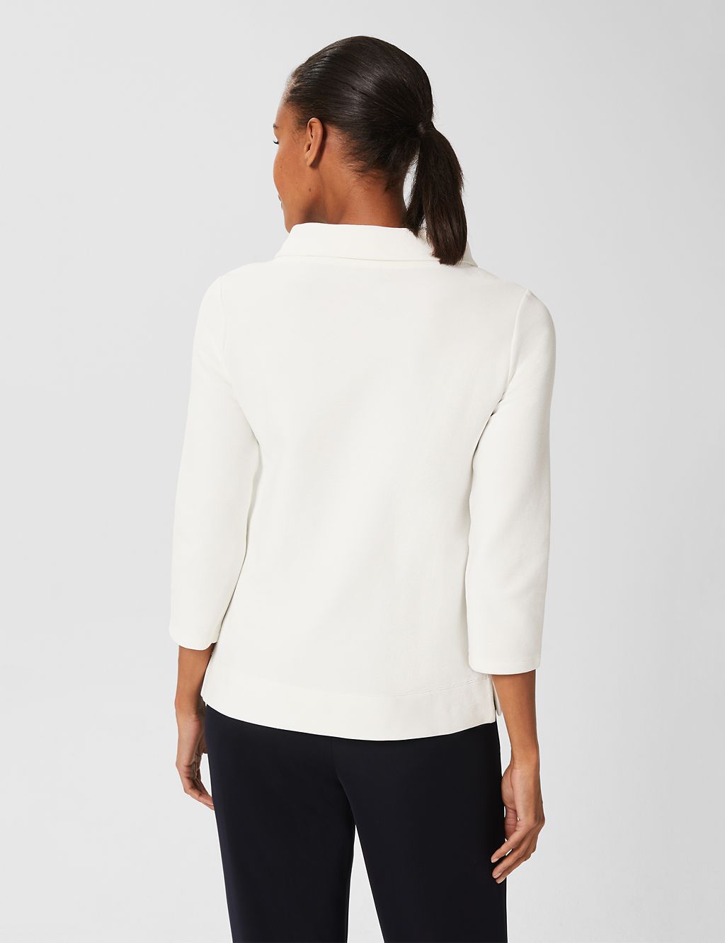 Cotton Rich Roll Neck 3/4 Sleeve Top 2 of 4