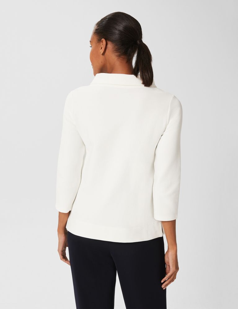 Cotton Rich Roll Neck 3/4 Sleeve Top 3 of 4