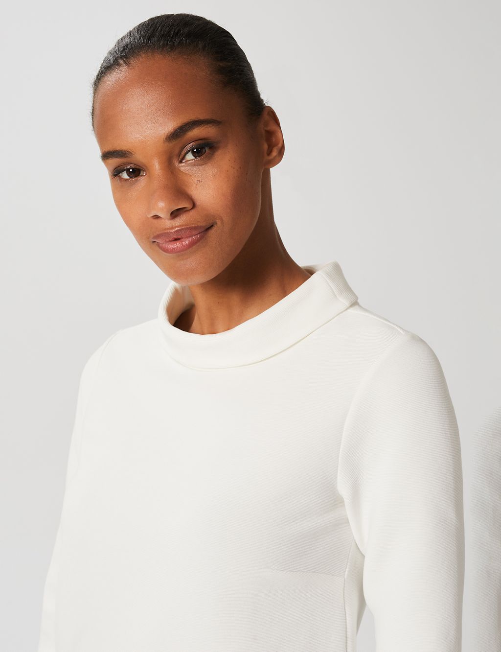 Cotton Rich Roll Neck 3/4 Sleeve Top 4 of 4