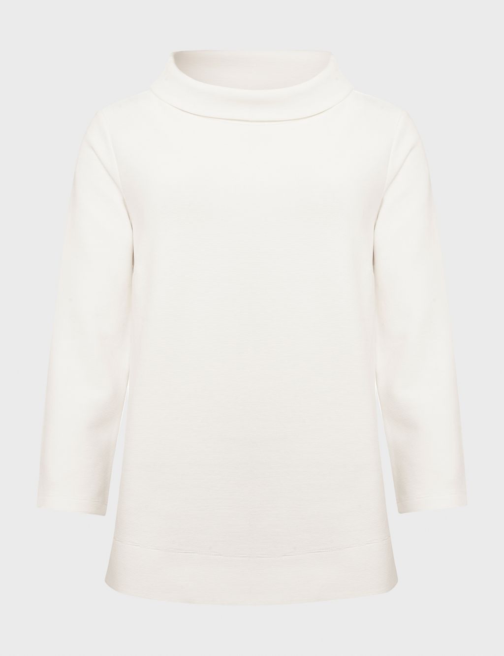 Cotton Rich Roll Neck 3/4 Sleeve Top 1 of 4
