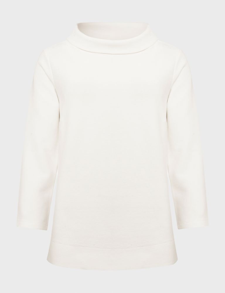 Cotton Rich Roll Neck 3/4 Sleeve Top 2 of 4