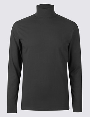 Cotton Rich Roll Neck Top Image 2 of 4