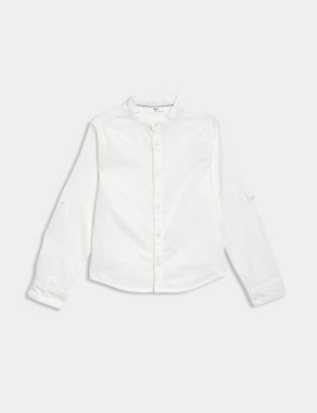 Cotton Rich Roll Sleeve Grandad Shirt (2-8 Yrs) Image 2 of 6