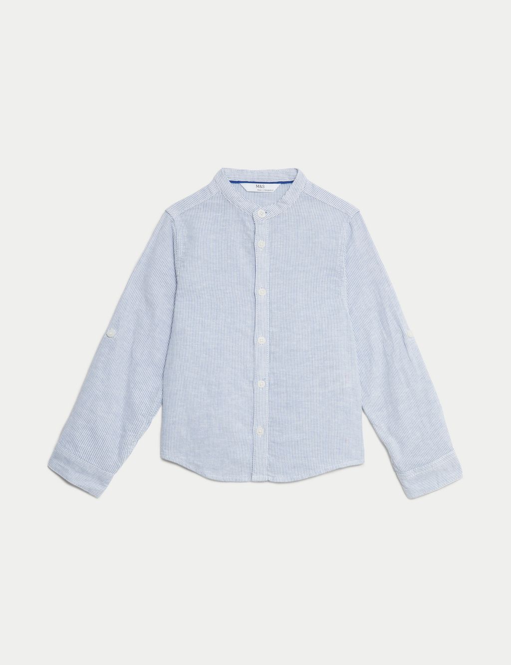 Cotton Rich Roll Sleeve Grandad Shirt (2-8 Yrs) 1 of 7