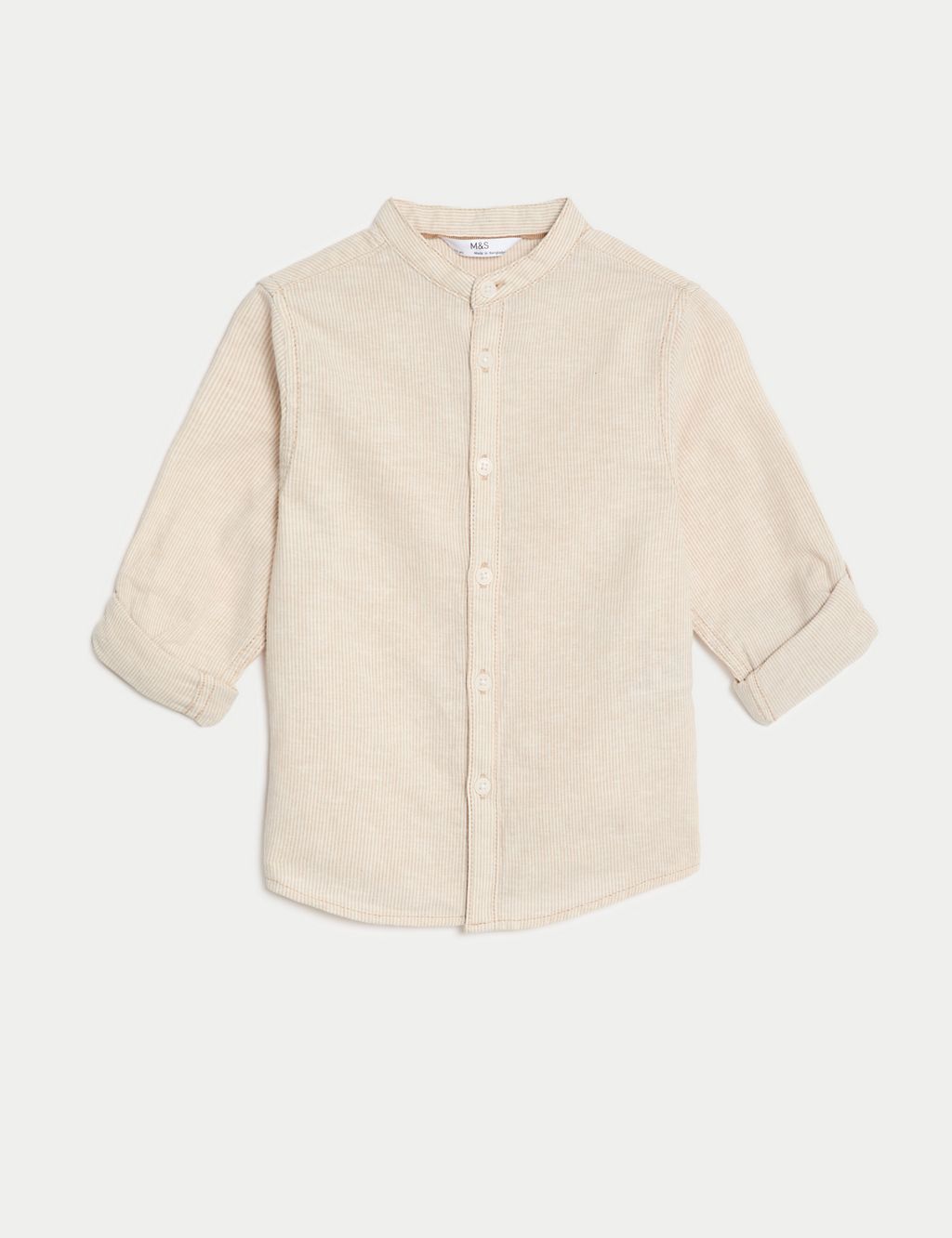 Cotton Rich Roll Sleeve Grandad Shirt (2-8 Yrs) 1 of 4