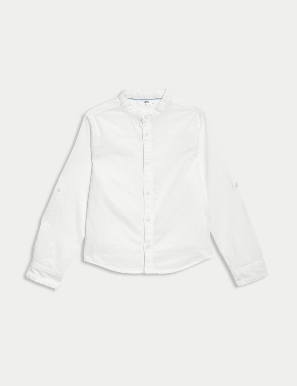 Cotton Rich Roll Sleeve Grandad Shirt (2-8 Yrs) 1 of 6