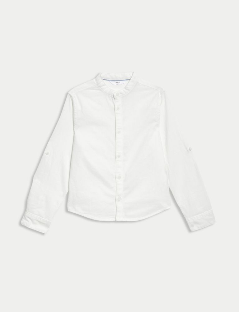 Cotton Rich Roll Sleeve Grandad Shirt (2-8 Yrs) 3 of 6