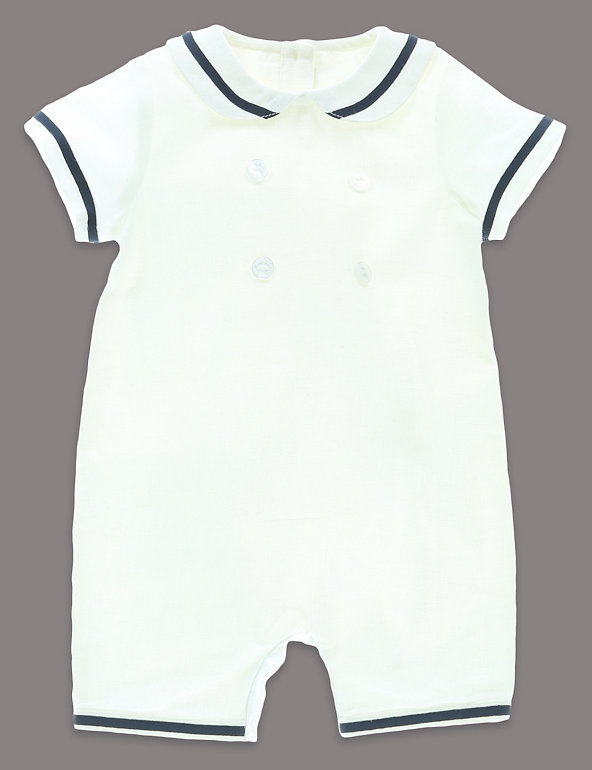 Cotton Rich Romper with Linen Image 1 of 2