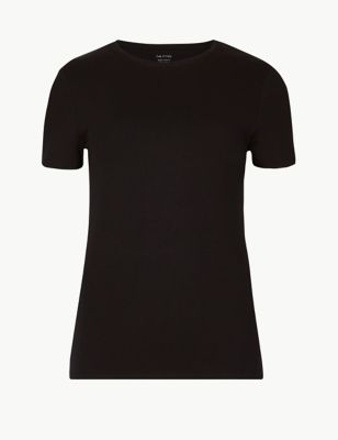 Cotton Rich Round Neck Fitted T-Shirt Image 2 of 4