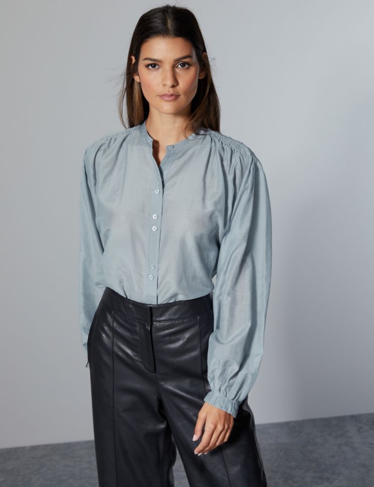 Cotton Rich Round Neck Long Sleeve Shirt 3 of 5