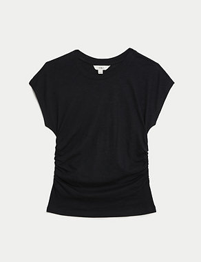 Cotton Rich Ruched T-Shirt Image 2 of 5