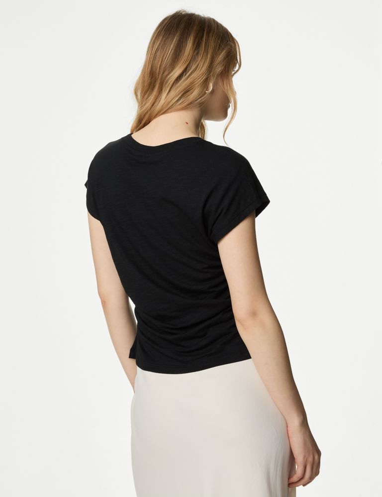 Cotton Rich Ruched T-Shirt 4 of 5