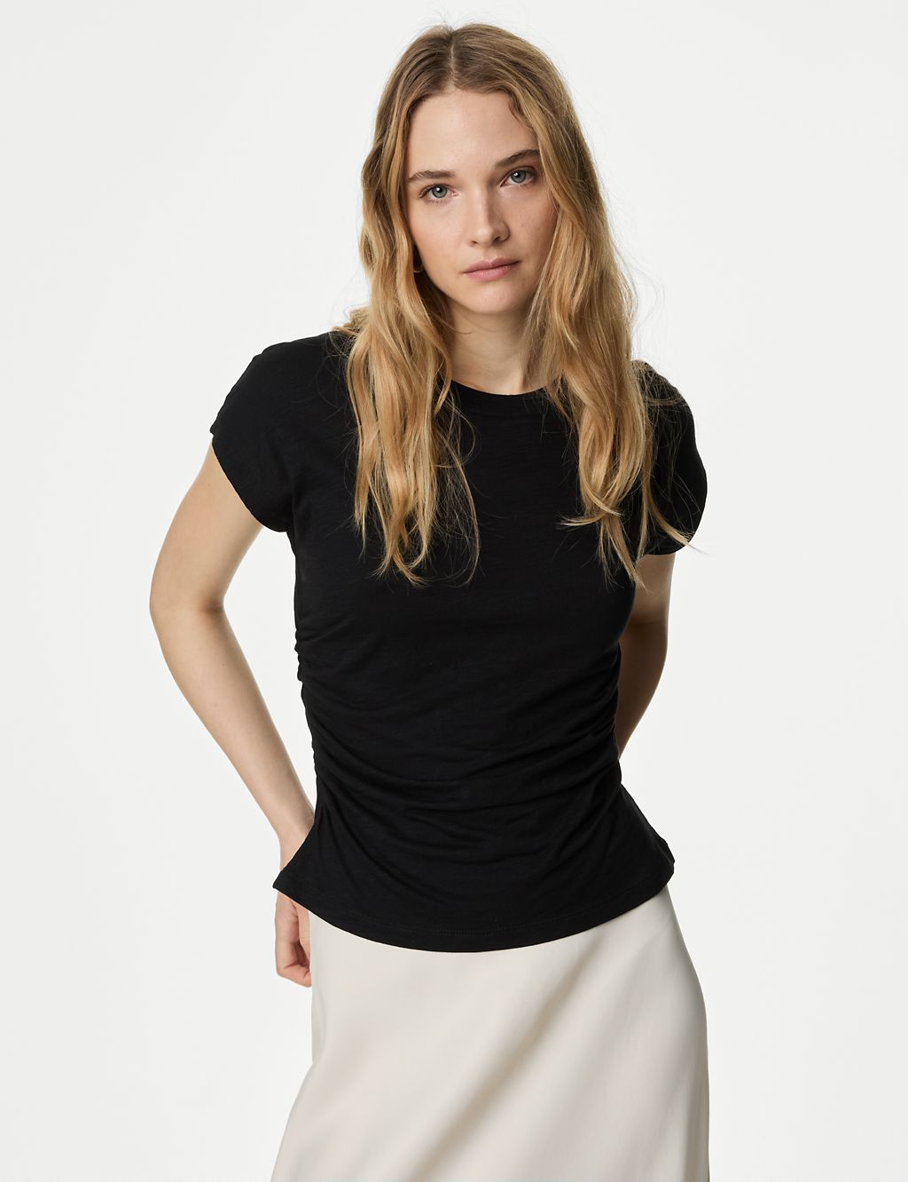 Cotton Rich Ruched T-Shirt 5 of 5