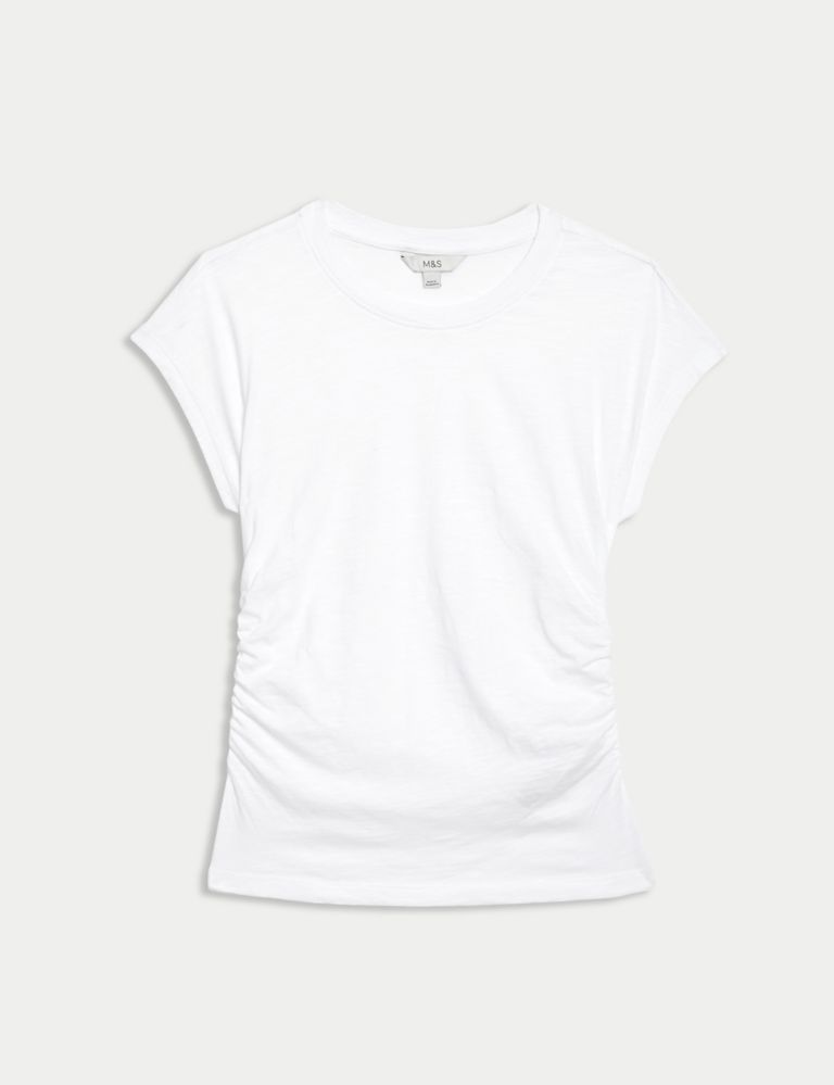 Cotton Rich Ruched T-Shirt 2 of 4