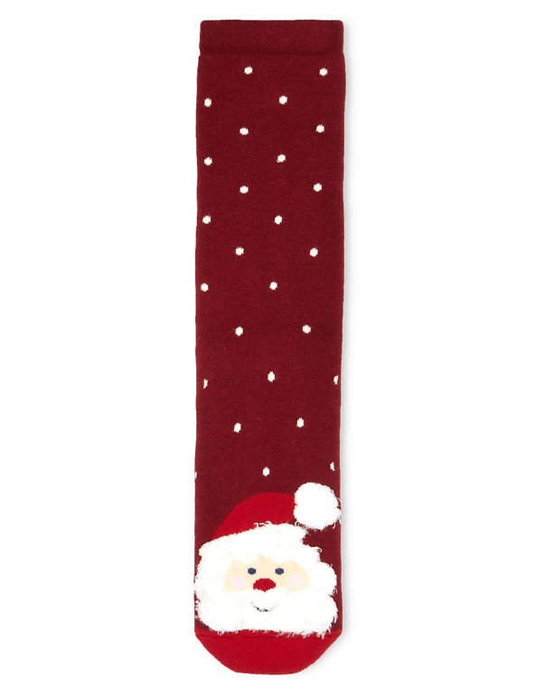 Cotton Rich Santa Appliqué Terry Slipper Socks Image 1 of 1