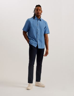 Cotton Rich Seersucker Stripe Oxford Shirt Image 2 of 3