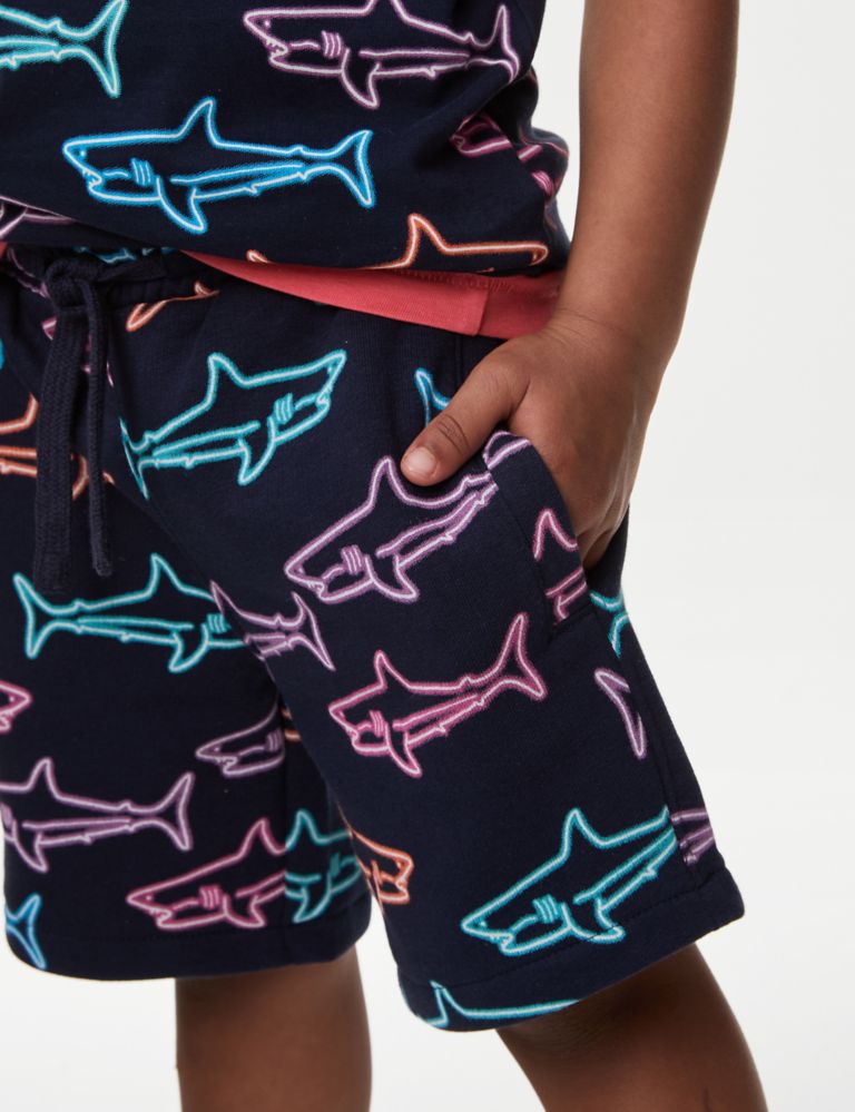 Cotton Rich Shark Print Shorts (2-8 Yrs) 3 of 5