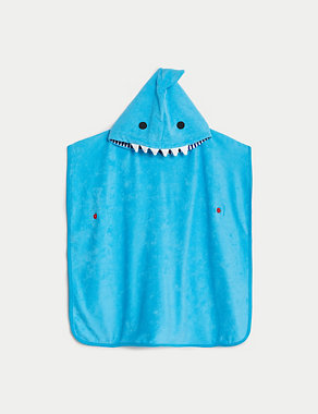 Cotton Rich Shark Towelling Poncho (2-8 Yrs) Image 2 of 6