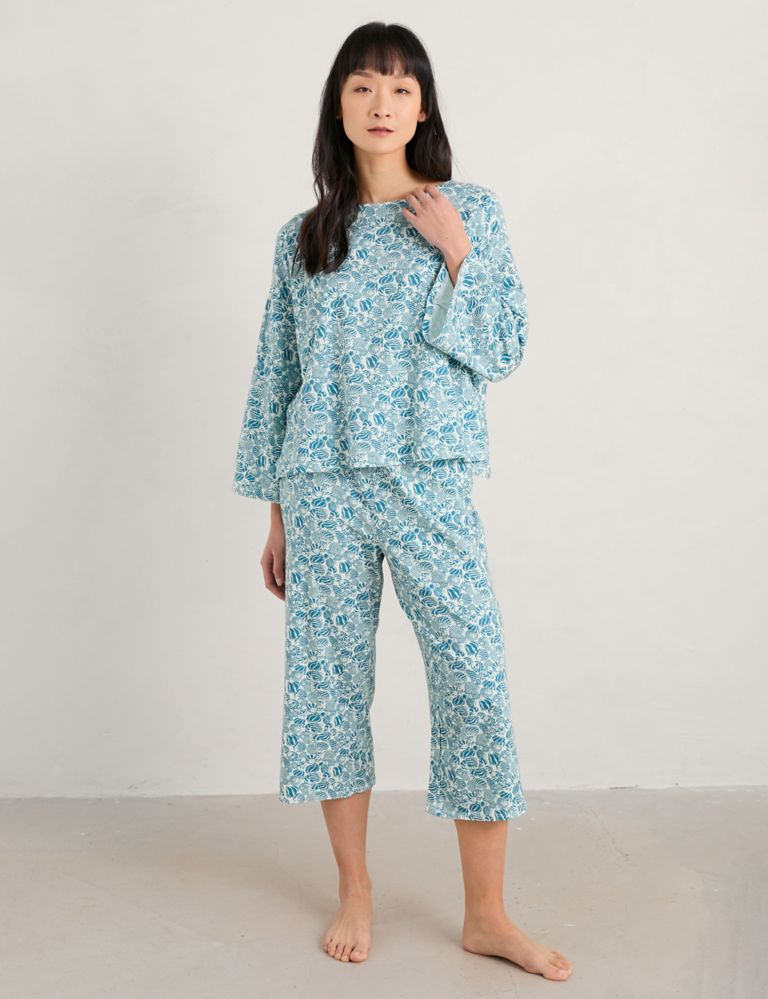 snap Terugroepen Actief Cotton Rich Shell Print Cropped Pyjama Set | Seasalt Cornwall | M&S