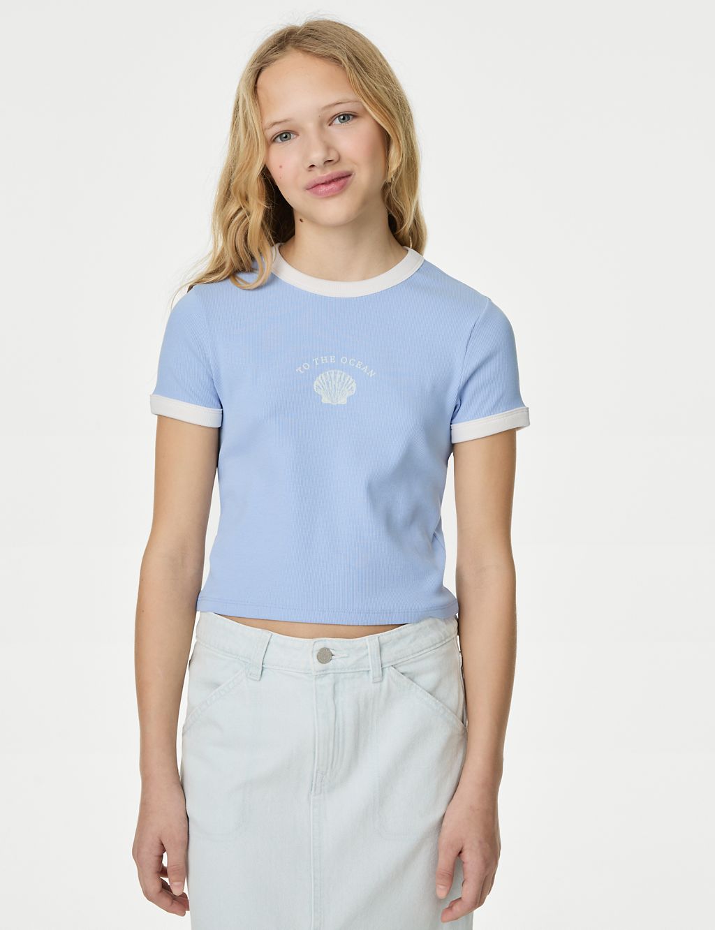 Cotton Rich Shell Print Ribbed T-Shirt (6-16 Yrs) 3 of 5