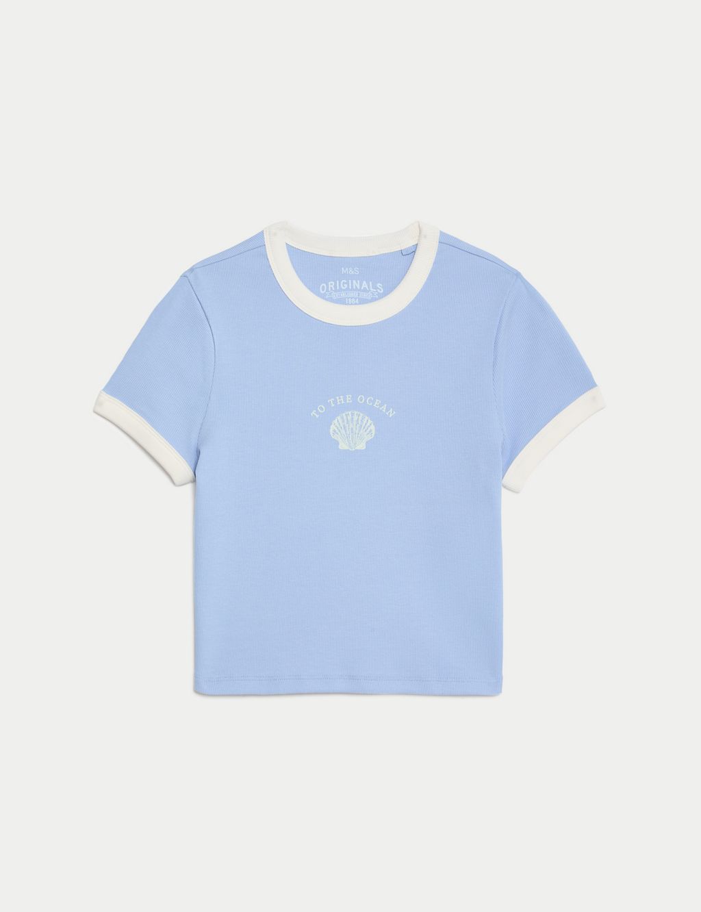 Cotton Rich Shell Print Ribbed T-Shirt (6-16 Yrs) 1 of 5