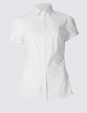 Cotton Rich Short Sleeve Fuller Bust Shirt Image 2 of 4
