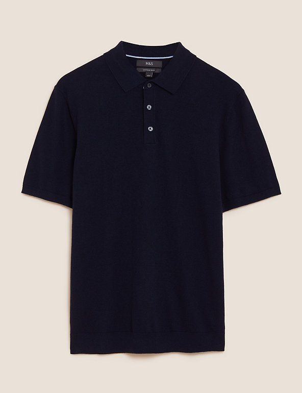 Cotton Rich Short Sleeve Knitted Polo Shirt Image 1 of 1